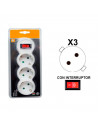 Ladrón, 3 tomas schuko e interruptor de encendido, adaptador, enchufe múltiple de pared para oficina, hogar, 16A 250V, máx. 3680