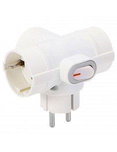 Adaptador 3 tomas schuko e interruptor de encendido, ladrón triple, enchufe múltiple de pared para oficina, hogar, 16A 250V, máx
