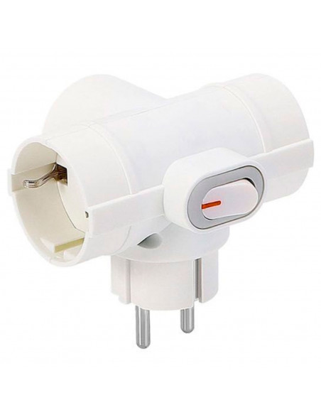 Adaptador 3 tomas schuko e interruptor de encendido, ladrón triple, enchufe múltiple de pared para oficina, hogar, 16A 250V, máx