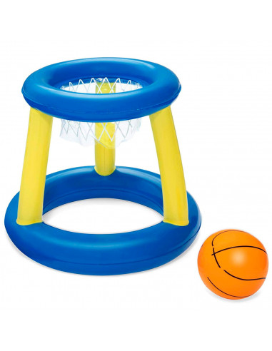 Tradineur - Canasta de baloncesto hinchable con pelota para piscina, juego de basket flotante, deportes acuáticos, familia, amig