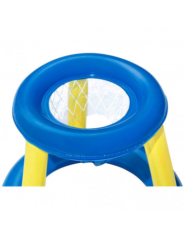 Tradineur - Canasta de baloncesto hinchable con pelota para piscina, juego de basket flotante, deportes acuáticos, familia, amig