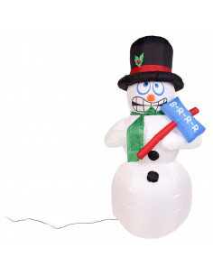 Muñeco de nieve hinchable con luces LED y enchufe, figura inflable decoración de Navidad, válido para exterior, fiesta, jardín,