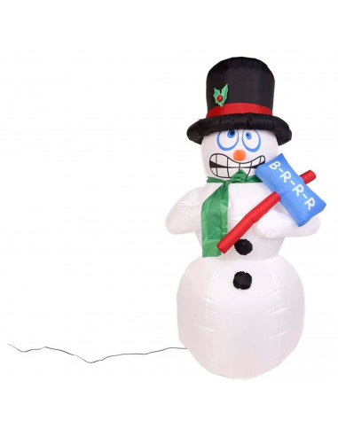 Muñeco de nieve hinchable con luces LED y enchufe, figura inflable decoración de Navidad, válido para exterior, fiesta, jardín,