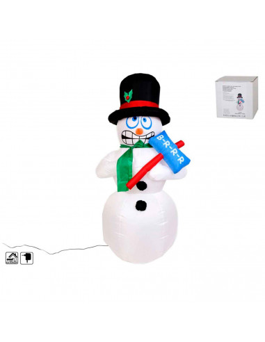 Muñeco de nieve hinchable con luces LED y enchufe, figura inflable decoración de Navidad, válido para exterior, fiesta, jardín,