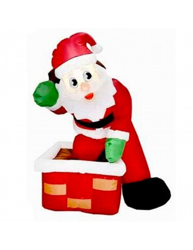 Papá Noel hinchable con chimenea, luces LED, santa claus inflable, decoración Navidad, apto para exterior, fiesta, jardín, enchu
