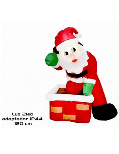 Papá Noel hinchable con chimenea, luces LED, santa claus inflable, decoración Navidad, apto para exterior, fiesta, jardín, enchu