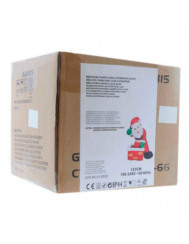 Papá Noel hinchable con chimenea, luces LED, santa claus inflable, decoración Navidad, apto para exterior, fiesta, jardín, enchu