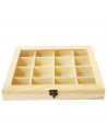 Tradineur - Caja de madera con 16 compartimentos y tapa con cristal, expositor de joyas, organizador, joyero, collares, pendient