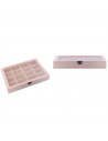 Tradineur - Caja de madera con 16 compartimentos y tapa con cristal, expositor de joyas, organizador, joyero, collares, pendient