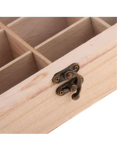 Tradineur - Caja de madera con 16 compartimentos y tapa con cristal, expositor de joyas, organizador, joyero, collares, pendient