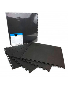 Pack 4 baldosas de goma eva 60 x 60 x 1 cm, color negro. Esterilla puzzle para suelo de fitness y gimnasio, alfombrilla de prote