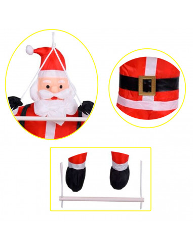 Papá noel y escalera colgante, 163 cm, muñeco de 80 cm, santa claus con cuerda para colgar, ventana, balcón, decoración navideña