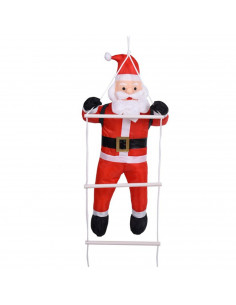 Papá noel con escalera colgante, 210 cm, muñeco de 120 cm, santa claus con cuerda para colgar, ventana, balcón, decoración navid