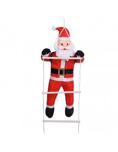 Papá noel con escalera colgante, 210 cm, muñeco de 120 cm, santa claus con cuerda para colgar, ventana, balcón, decoración navid