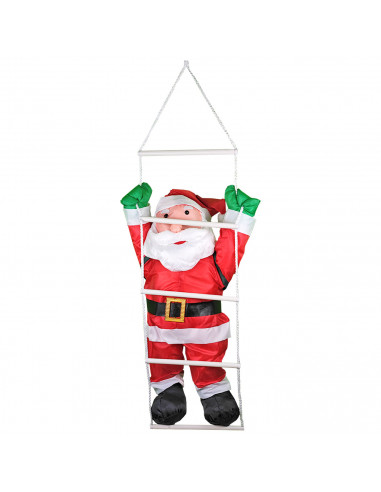 Muñeco de papá noel con escalera, 90 cm, cuerda para colgar de la ventana, balcón, árbol de navidad, decoración navideña de inte