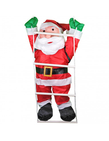 Muñeco de papá noel con escalera, 90 cm, cuerda para colgar de la ventana, balcón, árbol de navidad, decoración navideña de inte