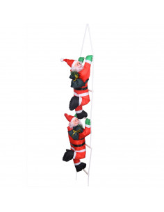 Set 2 muñecos de papá noel con escalera, 133 cm, santa claus con cuerda para colgar de la ventana, balcón, árbol de navidad, dec