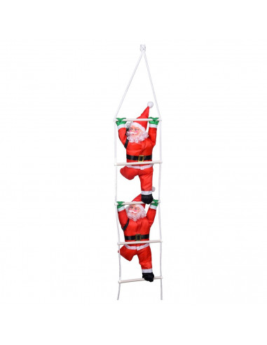Set 2 muñecos de papá noel con escalera, 133 cm, santa claus con cuerda para colgar de la ventana, balcón, árbol de navidad, dec