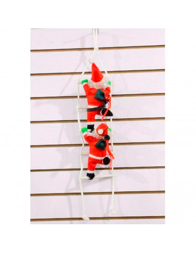 Set 2 muñecos de papá noel con escalera, 133 cm, santa claus con cuerda para colgar de la ventana, balcón, árbol de navidad, dec