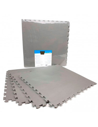Pack 4 baldosas de goma eva 60 x 60 x 1 cm, color gris. Esterilla puzzle para suelo de fitness y gimnasio, alfombrilla de protec
