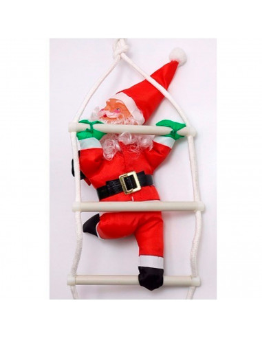 Set 3 muñecos de papá noel con escalera, 95 cm, santa claus con cuerda para colgar de la ventana, balcón, árbol de navidad, deco