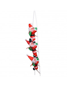 Set de 3 muñecos de papá noel con escalera, 106 cm, santa claus con cuerda para colgar de la ventana, balcón, árbol de navidad,