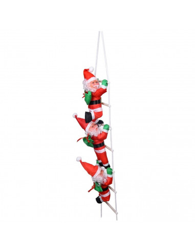 Set de 3 muñecos de papá noel con escalera, 106 cm, santa claus con cuerda para colgar de la ventana, balcón, árbol de navidad,