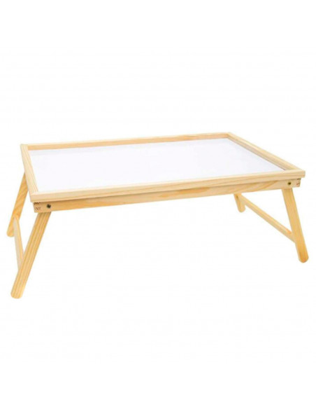 Bandeja de cama plegable de madera 50 x 30 x 23 cm. Mesita para desayuno con patas plegables