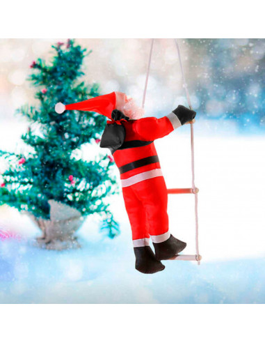 Muñeco santa claus con escalera, 83 cm, papá noel con cuerda para colgar de la ventana, balcón, árbol de navidad, decoración nav