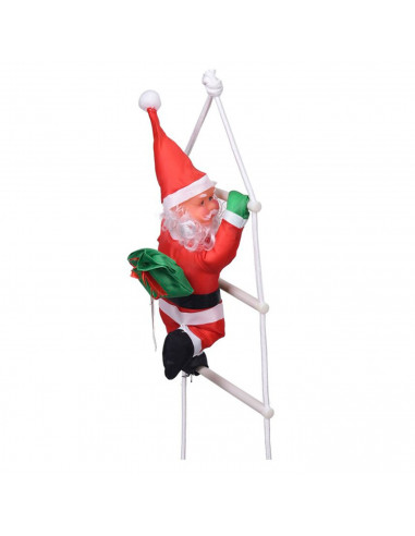 Muñeco de papá noel con escalera, 54 cm, santa claus con cuerda para colgar de la ventana, balcón, árbol de navidad, decoración