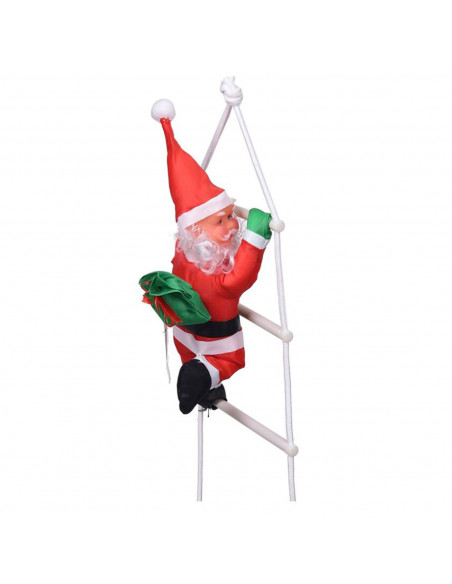 Muñeco de papá noel con escalera, 54 cm, santa claus con cuerda para colgar de la ventana, balcón, árbol de navidad, decoración