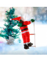 Muñeco de papá noel con escalera, 54 cm, santa claus con cuerda para colgar de la ventana, balcón, árbol de navidad, decoración