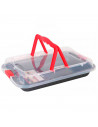 Molde de horno rectangular antiadherente con cierre y tapa 36 x 23 x 4,5 cm para transportar y almacenar bizcochos y tartas