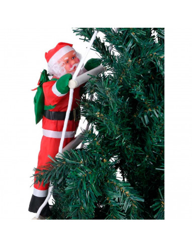 Muñeco de papá noel con escalera, 54 cm, santa claus con cuerda para colgar de la ventana, balcón, árbol de navidad, decoración