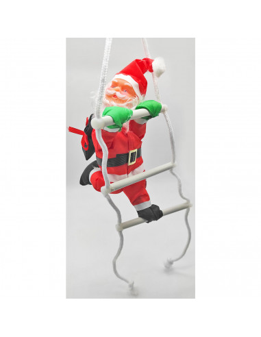 Muñeco de santa claus con escalera, 51 cm, papá noel con cuerda para colgar de la ventana, balcón, árbol de navidad, decoración