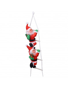 Pack de 2 muñecos de papá noel con escalera, 81 cm, santa claus con cuerda para colgar de la ventana, balcón, árbol de navidad,