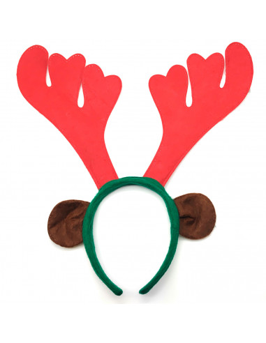 Tradineur - Diadema de reno con orejas y cascabeles, cinta, aro, tocado navideño para el cabello, pelo, gorro de fiesta, niños y