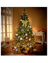 Tradineur - Lazo dorado de Navidad, cinta, adorno colgante con purpurina para árbol de navidad, decoración navideña, regalos, co
