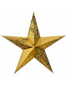 Tradineur - Estrella de navidad dorada plegable, cartón, techo, pantalla colgante, adorno navideño, año nuevo, fiesta, celebraci