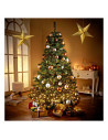 Tradineur - Estrella de navidad dorada plegable, cartón, techo, pantalla colgante, adorno navideño, año nuevo, fiesta, celebraci