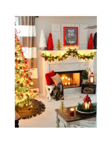 Tradineur - Abeto decorativo, árbol de navidad artificial en miniatura, mesa, repisa, ventana, decoración navideña del hogar, co