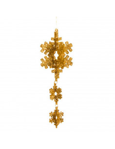 Tradineur - Colgante 3 copos de nieve, accesorio decorativo para colgar en árbol de navidad, decoración navideña del hogar, colo