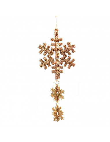 Tradineur - Colgante 3 copos de nieve, accesorio decorativo para colgar en árbol de navidad, decoración navideña del hogar, colo