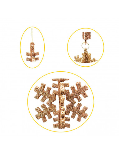 Tradineur - Colgante 3 copos de nieve, accesorio decorativo para colgar en árbol de navidad, decoración navideña del hogar, colo