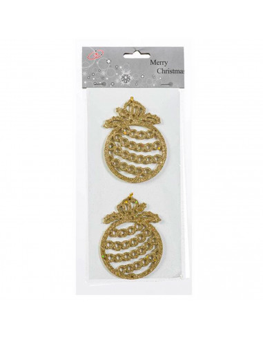 Tradineur - Set 2 colgantes, forma de bola, accesorio decorativo para colgar del árbol navidad, decoración navideña del hogar, d