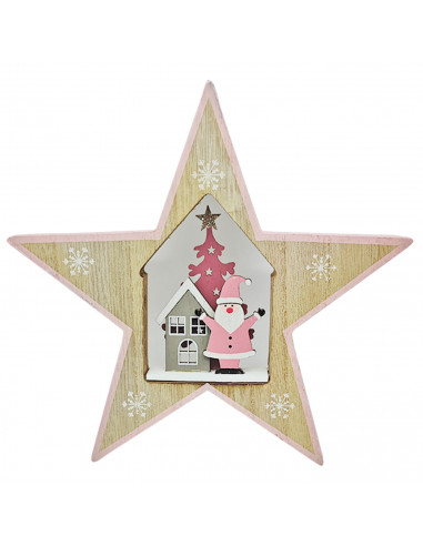 Tradineur - Figura decorativa navideña, estrella/abeto de madera, mesa, repisa, chimenea, decoración navidad, hogar, 17/16 cm, m