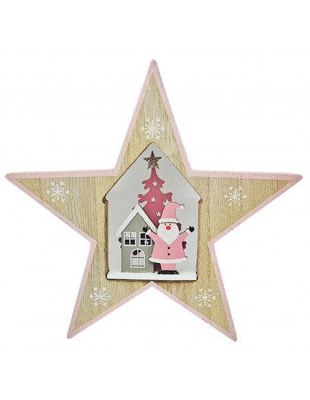 Tradineur - Figura decorativa navideña, estrella/abeto de madera, mesa, repisa, chimenea, decoración navidad, hogar, 17/16 cm, m