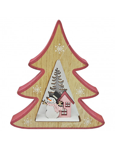 Tradineur - Figura decorativa navideña, estrella/abeto de madera, mesa, repisa, chimenea, decoración navidad, hogar, 17/16 cm, m