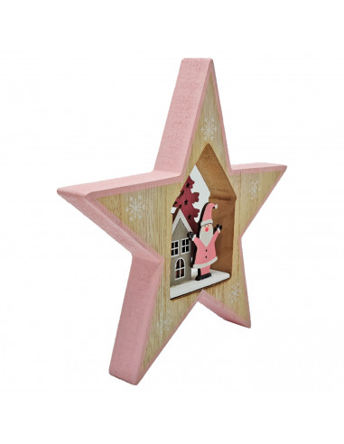 Tradineur - Figura decorativa navideña, estrella/abeto de madera, mesa, repisa, chimenea, decoración navidad, hogar, 17/16 cm, m