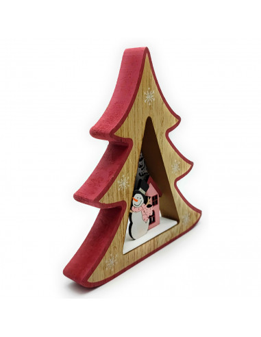 Tradineur - Figura decorativa navideña, estrella/abeto de madera, mesa, repisa, chimenea, decoración navidad, hogar, 17/16 cm, m